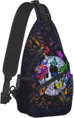 Sugar Skull Unisex Chest Bags Crossbody Sling Backpack