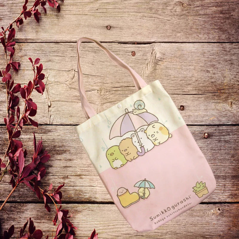Sumikko Gurashi Anime Canvas Shopping Bag Foldable Tote Handbag Unisex