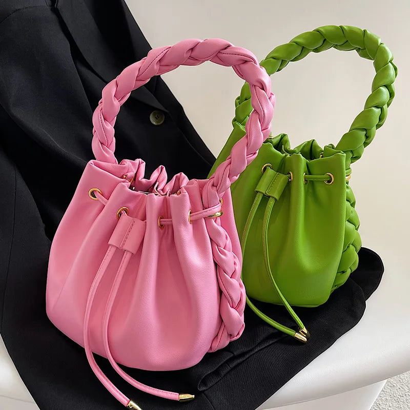 Summer Ladies Messenger Bag Drawstring Bucket Bag Small Bag Women