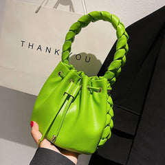 Summer Ladies Messenger Bag High Drawstring Portable Pleated Bucket Bag