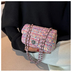 One Shoulder Sequins Messenger Small Square Bag Crossbody Bag