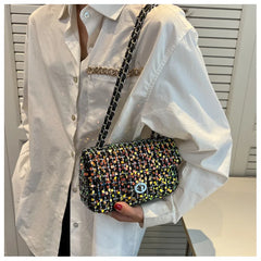 One Shoulder Sequins Messenger Small Square Bag Crossbody Bag