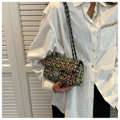One Shoulder Sequins Messenger Small Square Bag Crossbody Bag