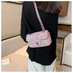 One Shoulder Sequins Messenger Small Square Bag Crossbody Bag