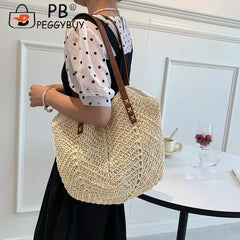 Summer Beach Vacation Straw Handbag Casual All-match Hollow Totes