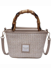 Summer Beach Women's Bag Top Handle Straw Weaving Bucket Shoulder Crossbody Bags