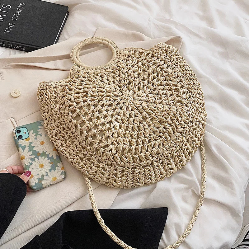 Bohemian Straw Beach Shoulder Bag Crossbody Tote