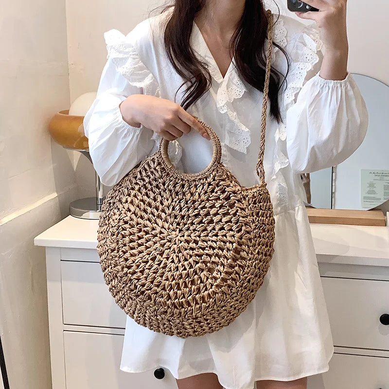 Bohemian Straw Beach Shoulder Bag Crossbody Tote