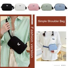 Summer Canvas Shoulder Bags Women Phone Purse Solid Crossbody Handbags