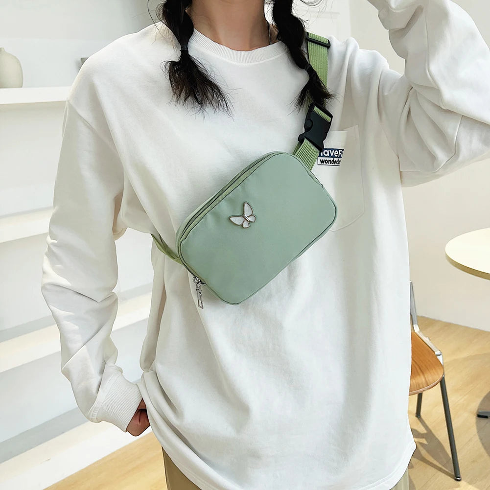 Summer Canvas Shoulder Bags Women Phone Purse Solid Crossbody Handbags