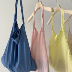 Summer Canvas Shoulder Tote Bag for Girl Large Capacity Shopping Bag Korea