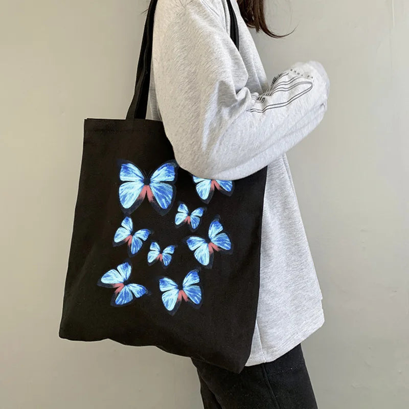 Summer Cartoon Butterfly Printing Canvas Shoulder Bag