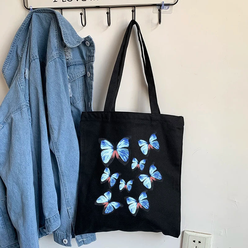 Summer Cartoon Butterfly Printing Canvas Shoulder Bag