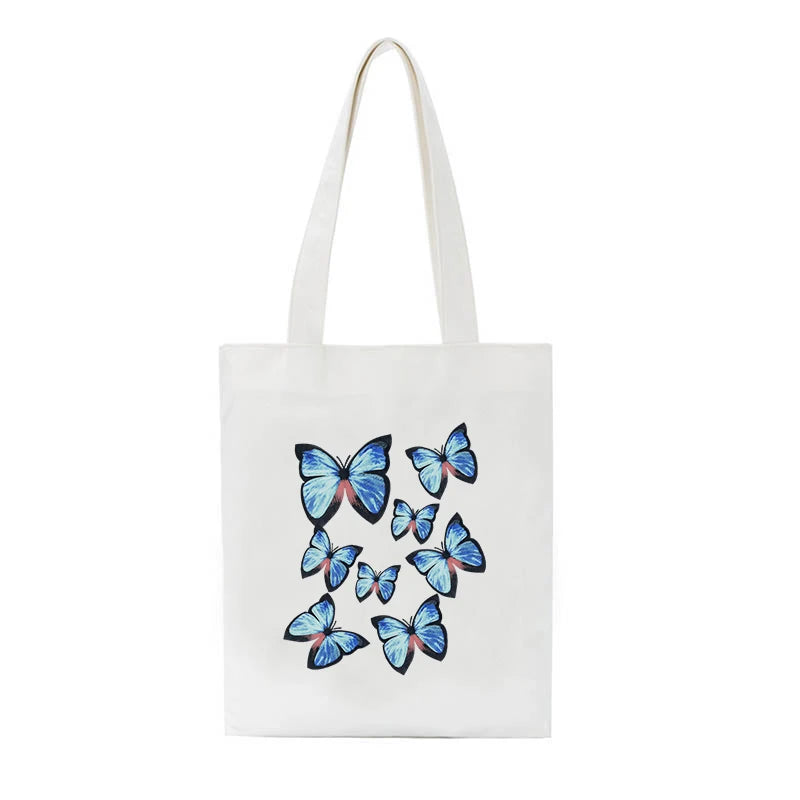 Summer Cartoon Butterfly Printing Canvas Shoulder Bag