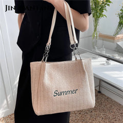 Summer Causal Big Woven Straw Tote Shoulder Bags For Women
