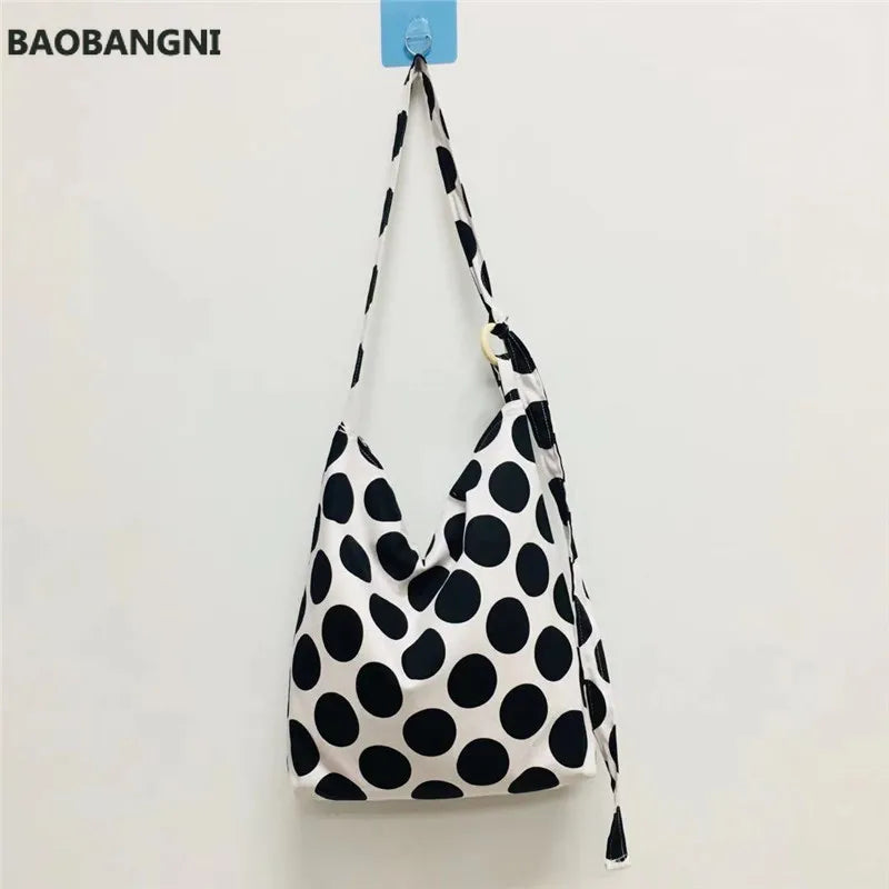 Summer Wave Point Canvas Handbag Women's Crossbody Bag