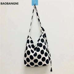 Summer Wave Point Canvas Handbag Women's Crossbody Bag