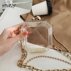 Summer Clear Acrylic Box Mini Women Transparent Bag Thick Chain Shoulder Crossbo