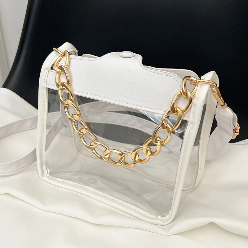 Summer Clear Composite Handbag Women Transparent Beach Jelly Totes
