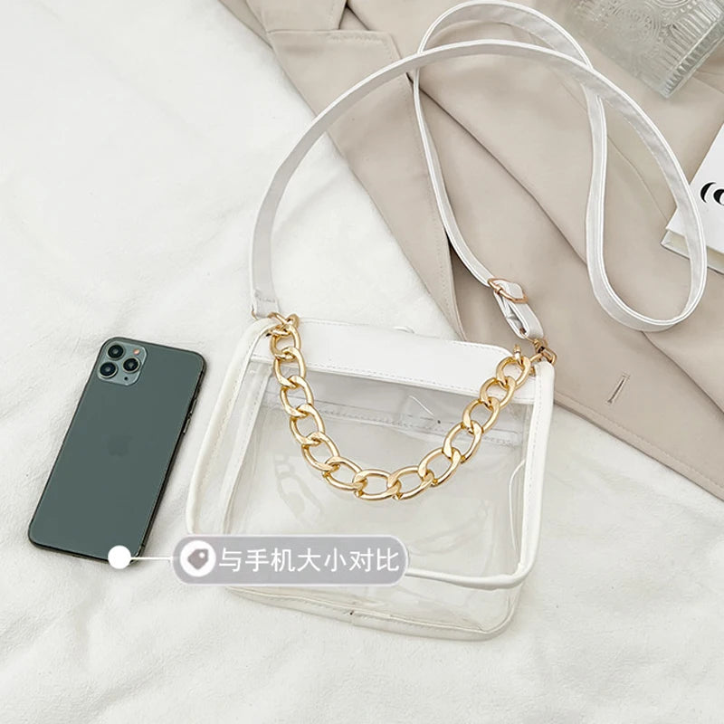 Summer Clear Composite Handbag Women Transparent Beach Jelly Totes