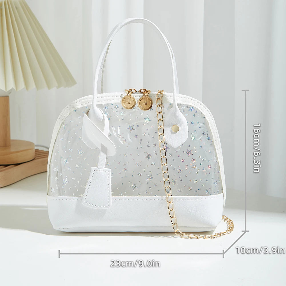Summer Clear Messenger Bag PVC Star Chain Shoulder Handbags