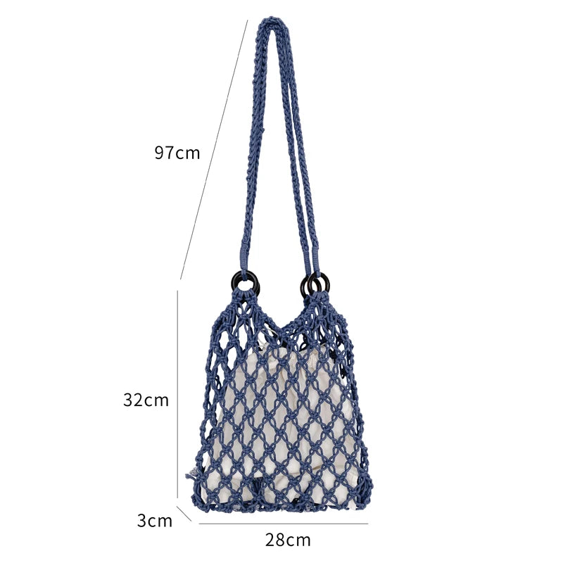 Summer Cotton Thread Knit Women Handbags Ladies Net Hollow Tote Bag