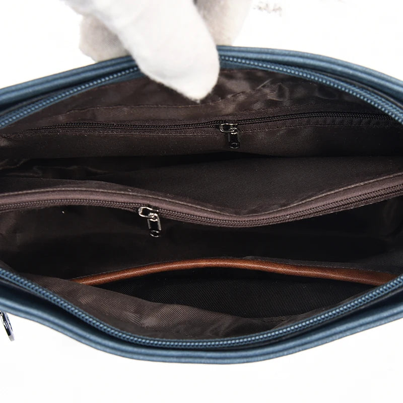 Summer Women Solid PU Leather Crossbody Bag Large Capacity Shoulder Bag