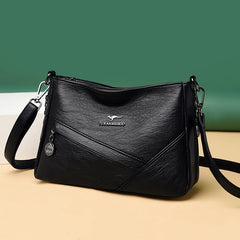 Summer Women Solid PU Leather Crossbody Bag Large Capacity Shoulder Bag