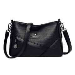 Summer Women Solid PU Leather Crossbody Bag Large Capacity Shoulder Bag