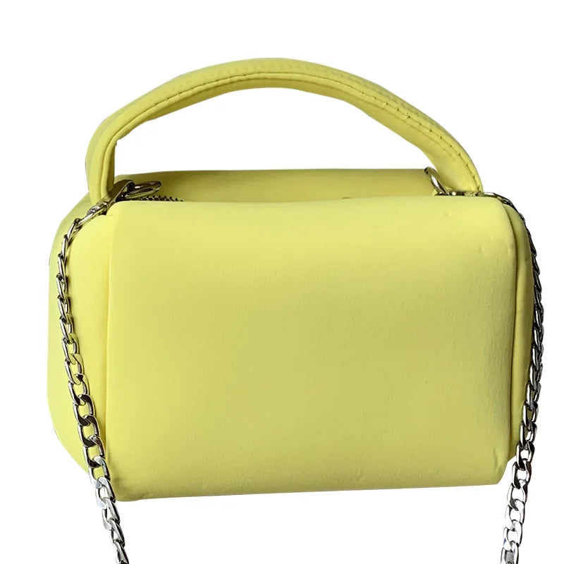 Summer Neoprene Chain Shoulder Bag Soft Casual Girly Zipper Bag Y2K