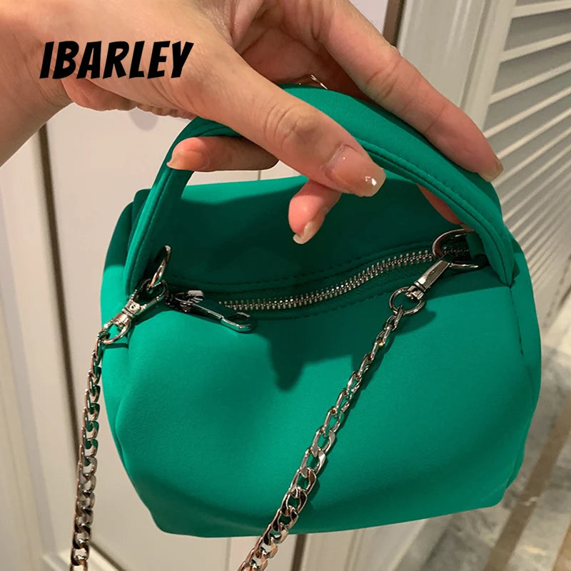Summer Neoprene Chain Shoulder Bag Soft Casual Girly Zipper Bag Y2K