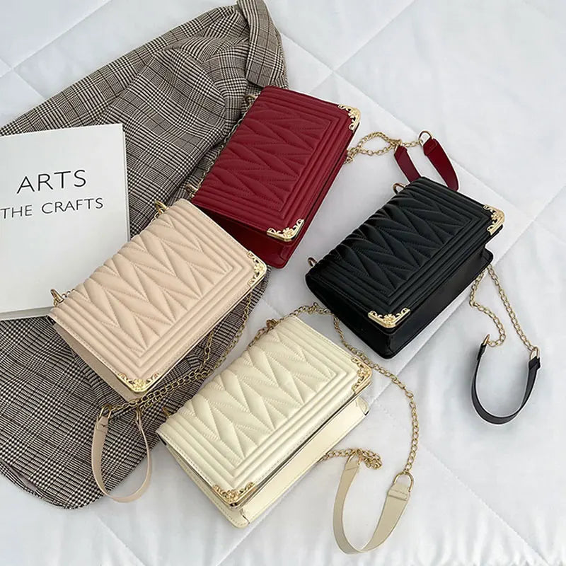 Summer Solid Women Handbag Soft Leather Small Shoulder Bag Chain Crossbody