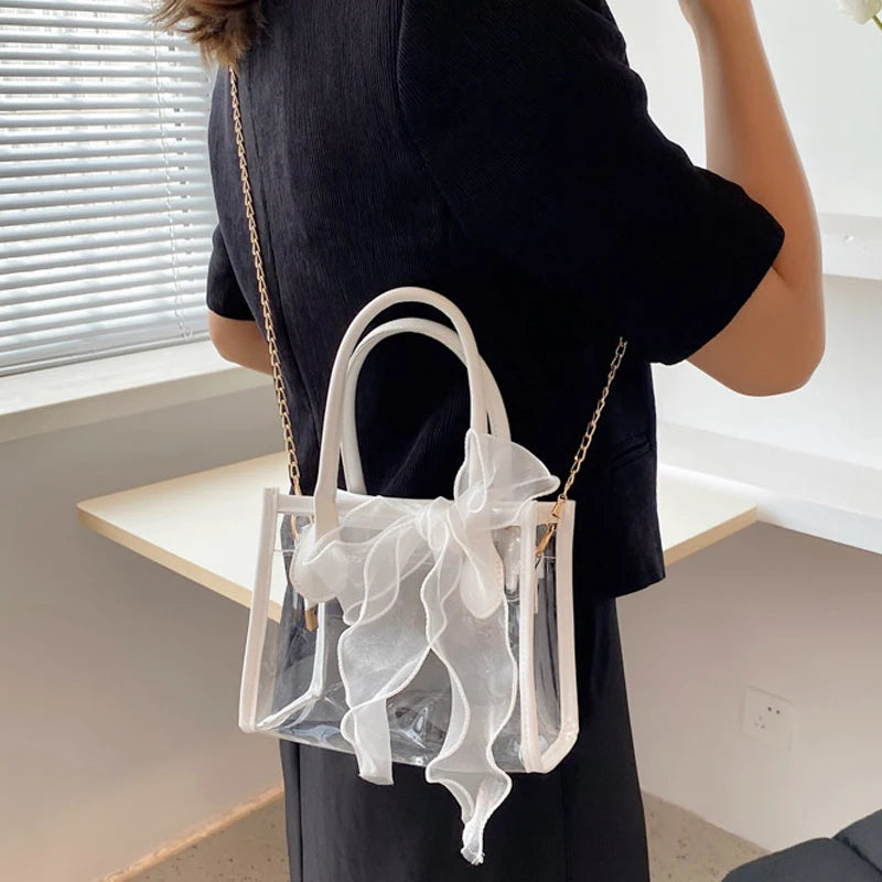 Summer Chain Messenger Bag Transparent Ladies Clutch Purse Small Tote Handbags