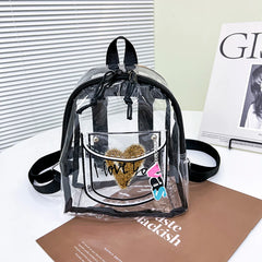 Summer Women Clear Backpack Transparent PVC Student Letter Love School Bookbags