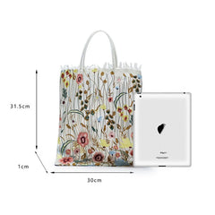 Summer Floral Beach Women Transparent Handbag Embroidered Flowers Shoulder Bag