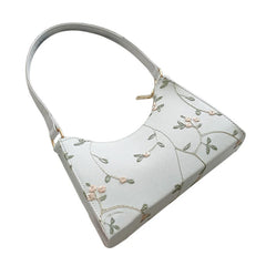 Summer Floral Stitching Shoulder Bag For Women Soft PU Leather Underarm Bags