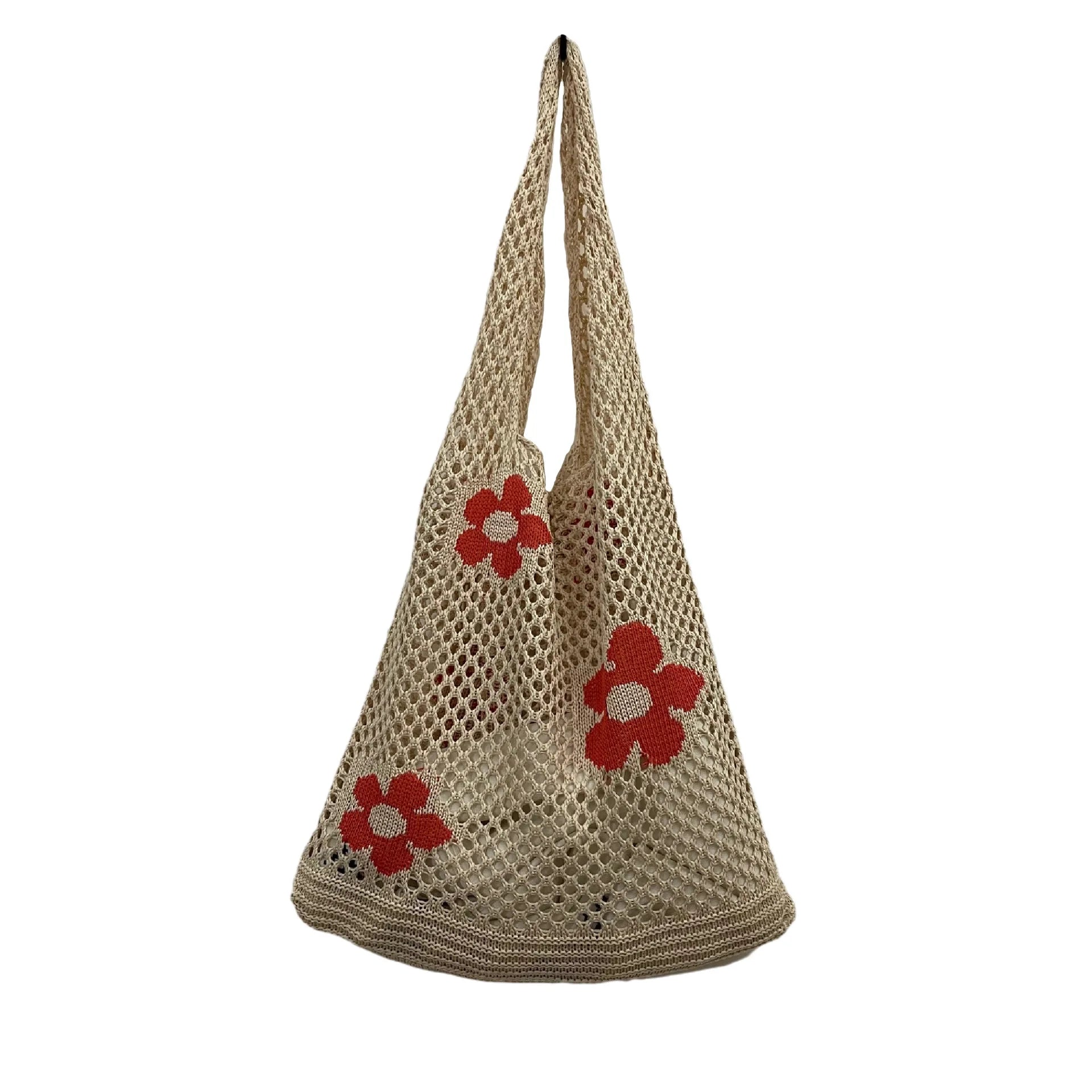 Summer Flower Handbag Knitted Shoulder Bag Large Tote