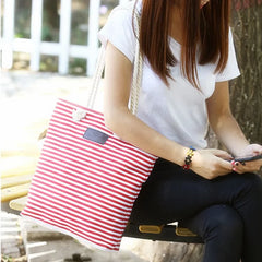 Summer Canvas Shoulder Bag Striped Tote Women Ladies Handbag