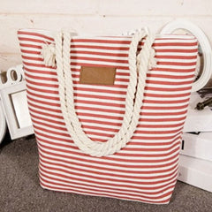 Summer Canvas Shoulder Bag Striped Tote Women Ladies Handbag