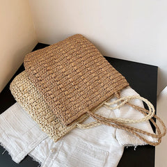 Bohemian Straw Beach Tote Handbag, Summer Travel Shopper, Large Shopping Bag