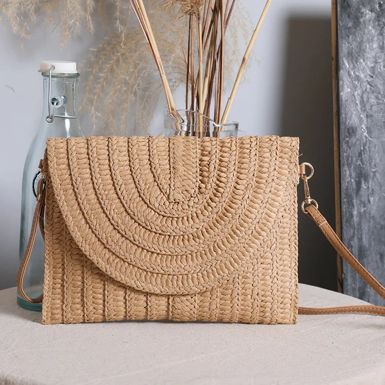 Summer Holiday Beach Crossbody Messenger Bag Straw Shoulder Bags