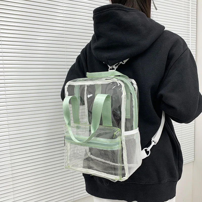 Summer Clear PVC Women Backpack Transparent Pink Rainbow Bag