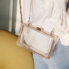 Summer Ins Solid Chains Messenger PVC Bag for Women Girls