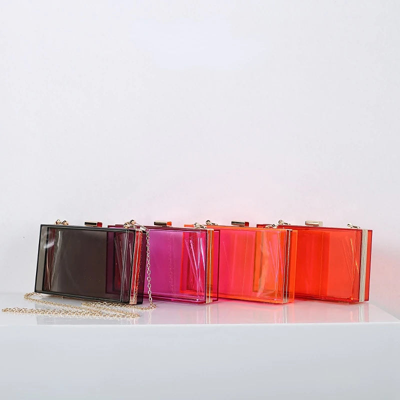 Summer Ins Solid Chains Messenger PVC Bag for Women Girls
