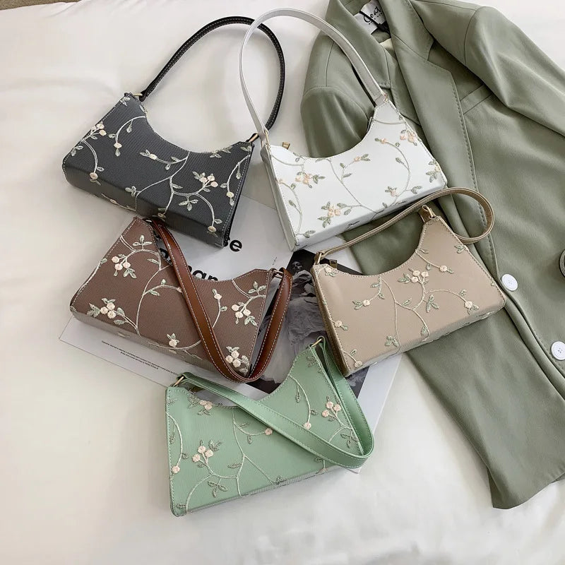 Summer Lace Floral Stitching PU Leather Shoulder Bag for Women