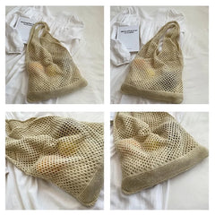 Fashionable Shoulder Bag Woven Handle Beach Tote