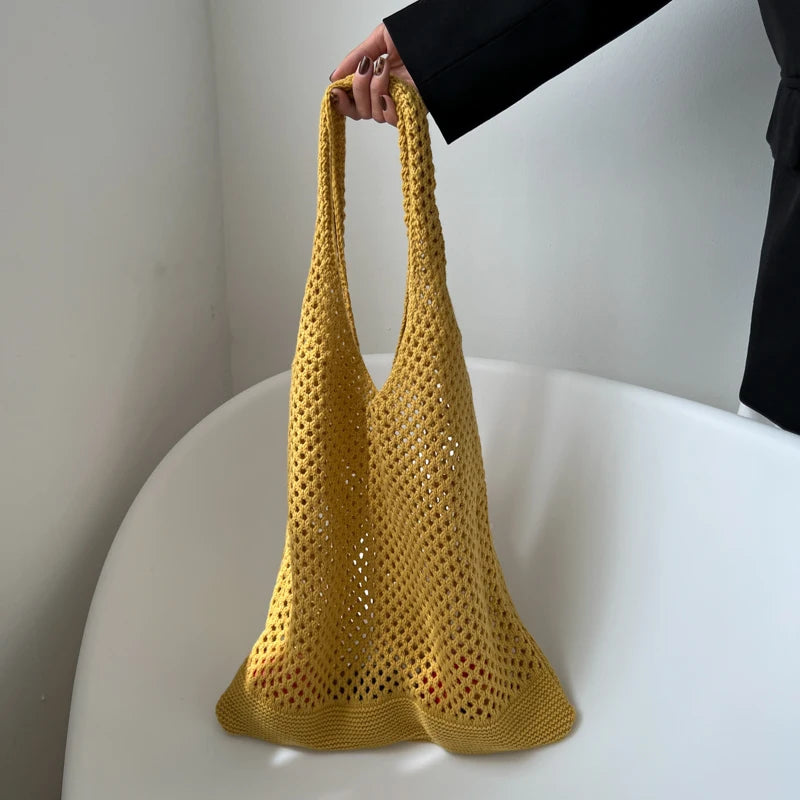 Fashionable Shoulder Bag Woven Handle Beach Tote