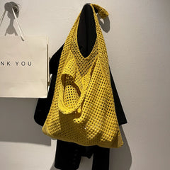 Fashionable Shoulder Bag Woven Handle Beach Tote