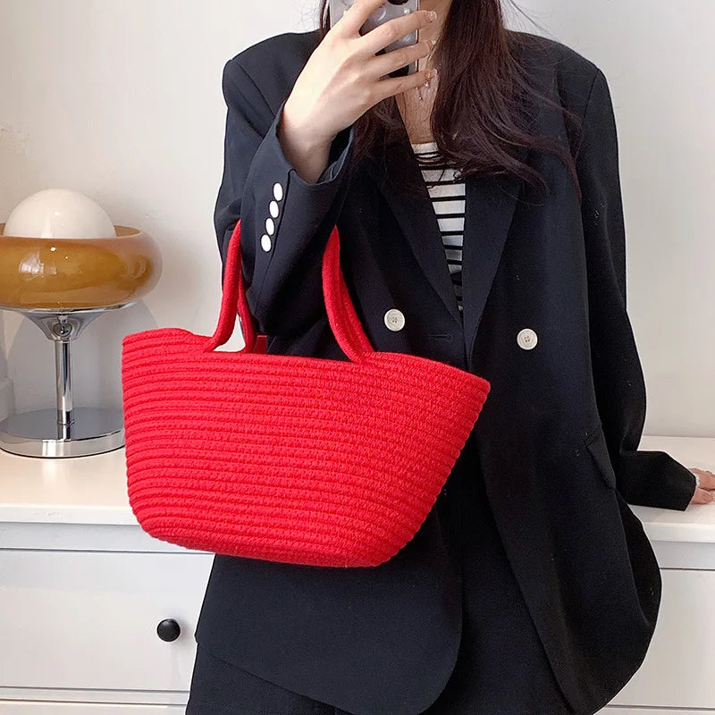 Summer Straw Handbag Large Capacity Travel Beach Bag