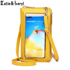 Summer Wallet Crossbody Bag Women PU Leather Touch Screen Mobile Phone Clutch